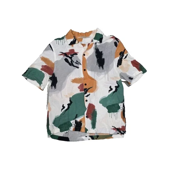 Zara Men's Multicolor Art Y2K Abstract Shirt Medium A003330 - Picture 2 of 8